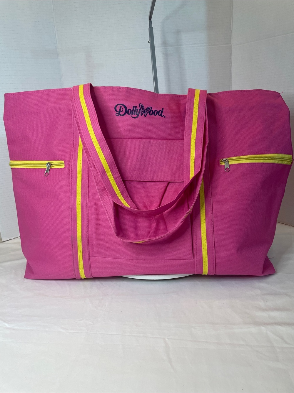 Dollywood Pink Travel Tote Bag with Yellow Accents